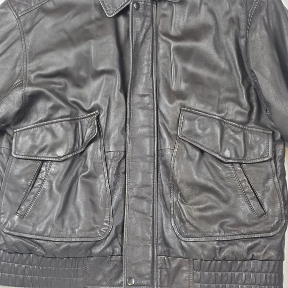 Vtg Lambskin Leather Bomber Jacket Quilted‎ Brown Grunge Top Gun Style Classic